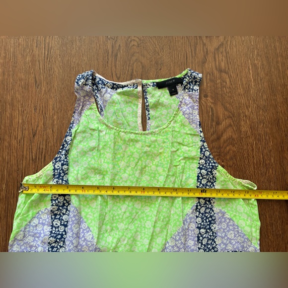 J. Crew Colorblock/Patchwork Windowpane Ditsy Floral Silk Tank - Size 4 - Picture 6 of 7
